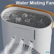 Portable Mini Double Fan Air Cooler With Mist Humidifier And Led Lighting
